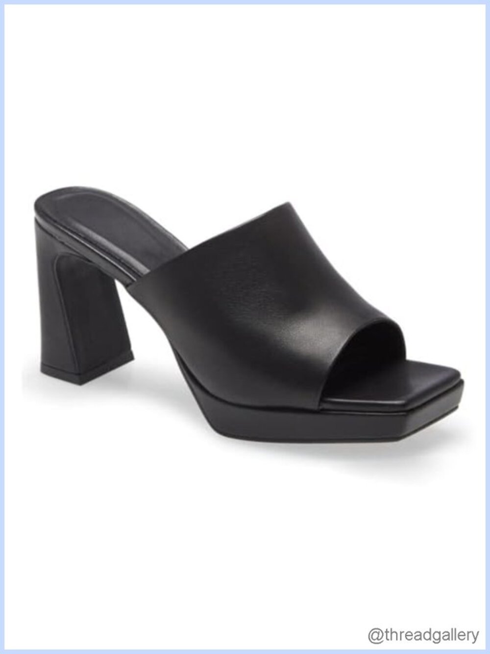Women's Platform Chunky Heel Mules Square Open Toe Faux Leather Slip On Sandals